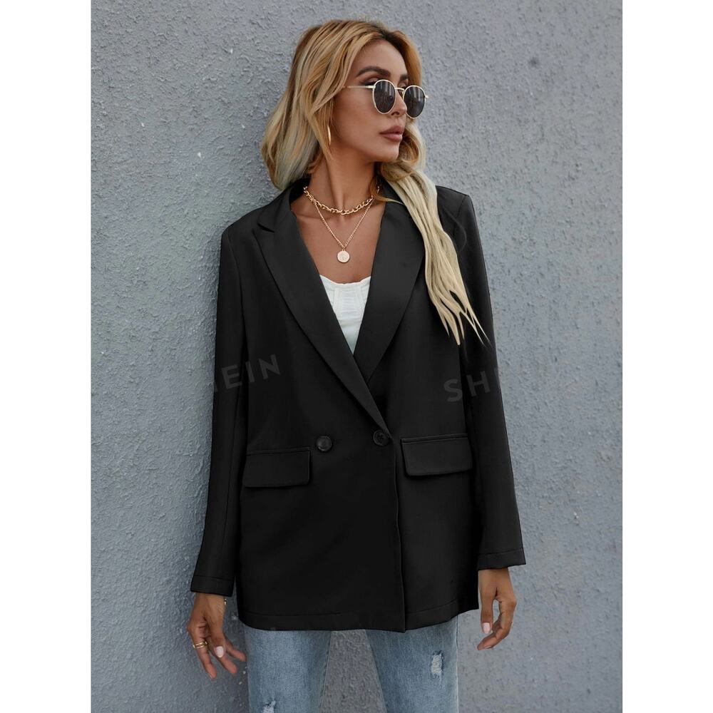 SHEIN Black Double Breasted Blazer Size 3XL NEW WITH TAGS